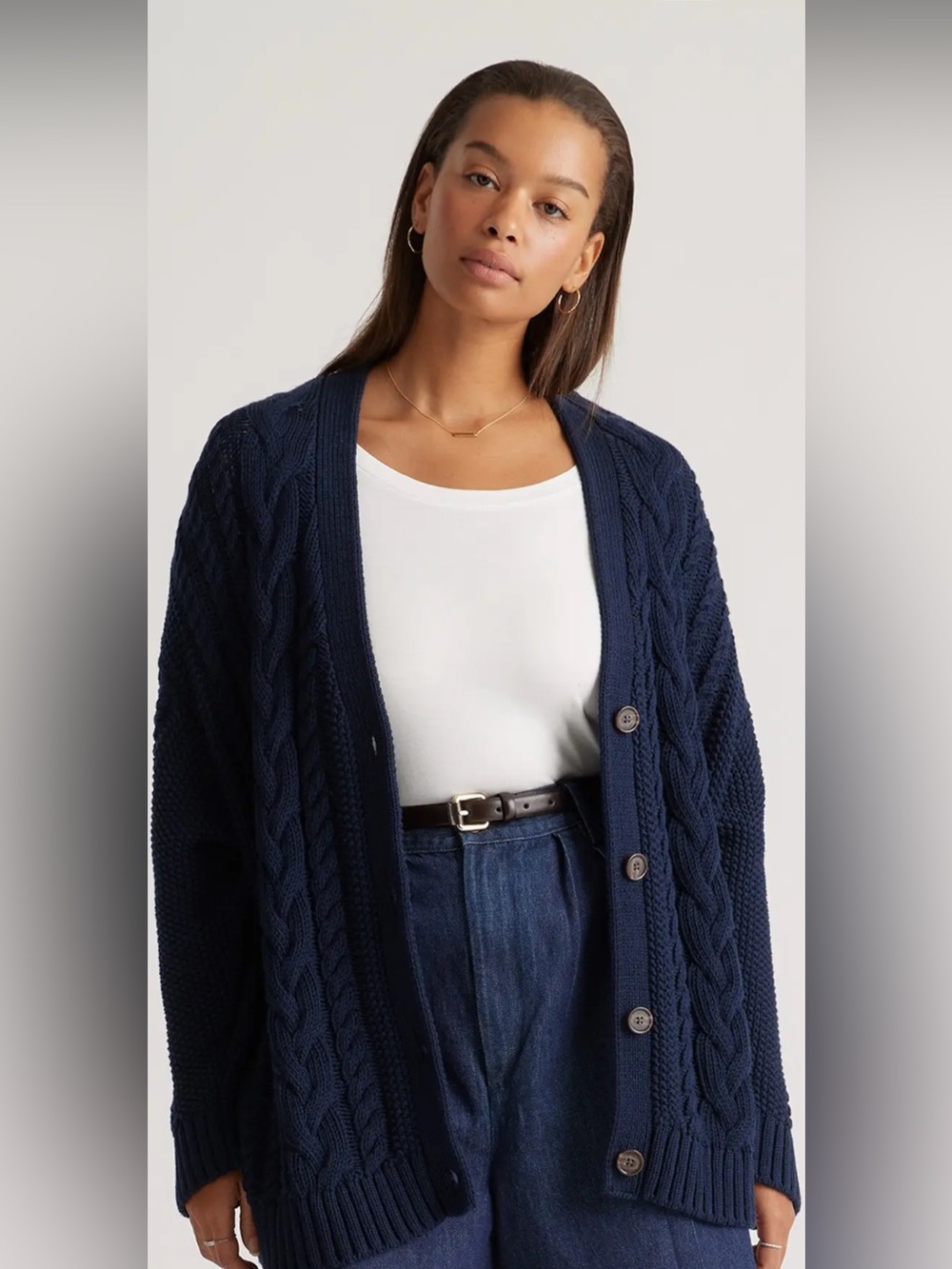 Architect Navy V-Neck Button Front Cardigan